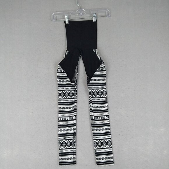 Rectangle Blanc Chaps Leggings Womens XS Black White Fair Isle Rave Festival - Picture 5 of 8